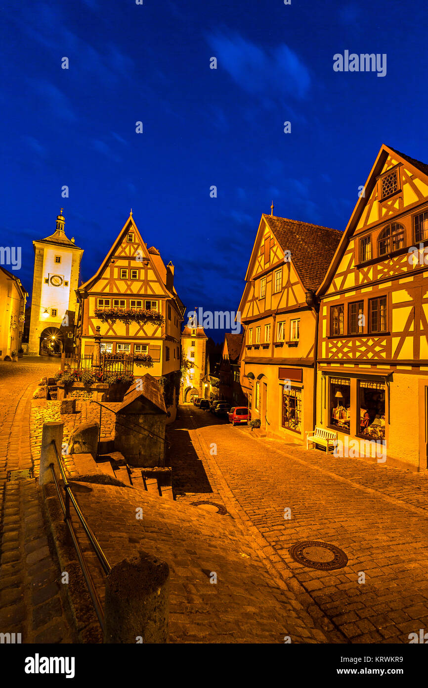 Rothenburg o.d. Tauber Nacht Stockfoto
