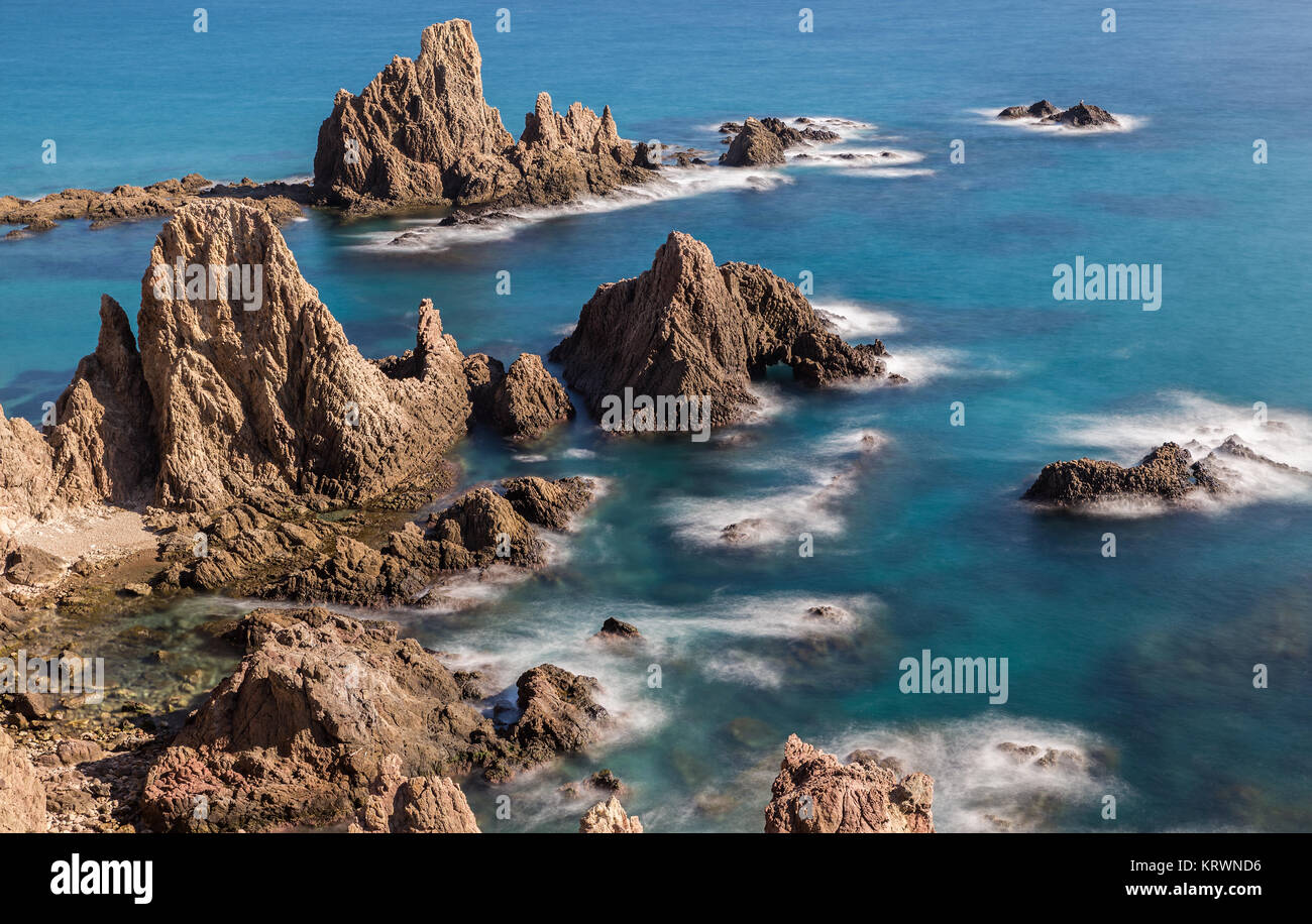 Landschaft in der Sirenen Reef. Naturpark Cabo de Gata. Spanien. Stockfoto