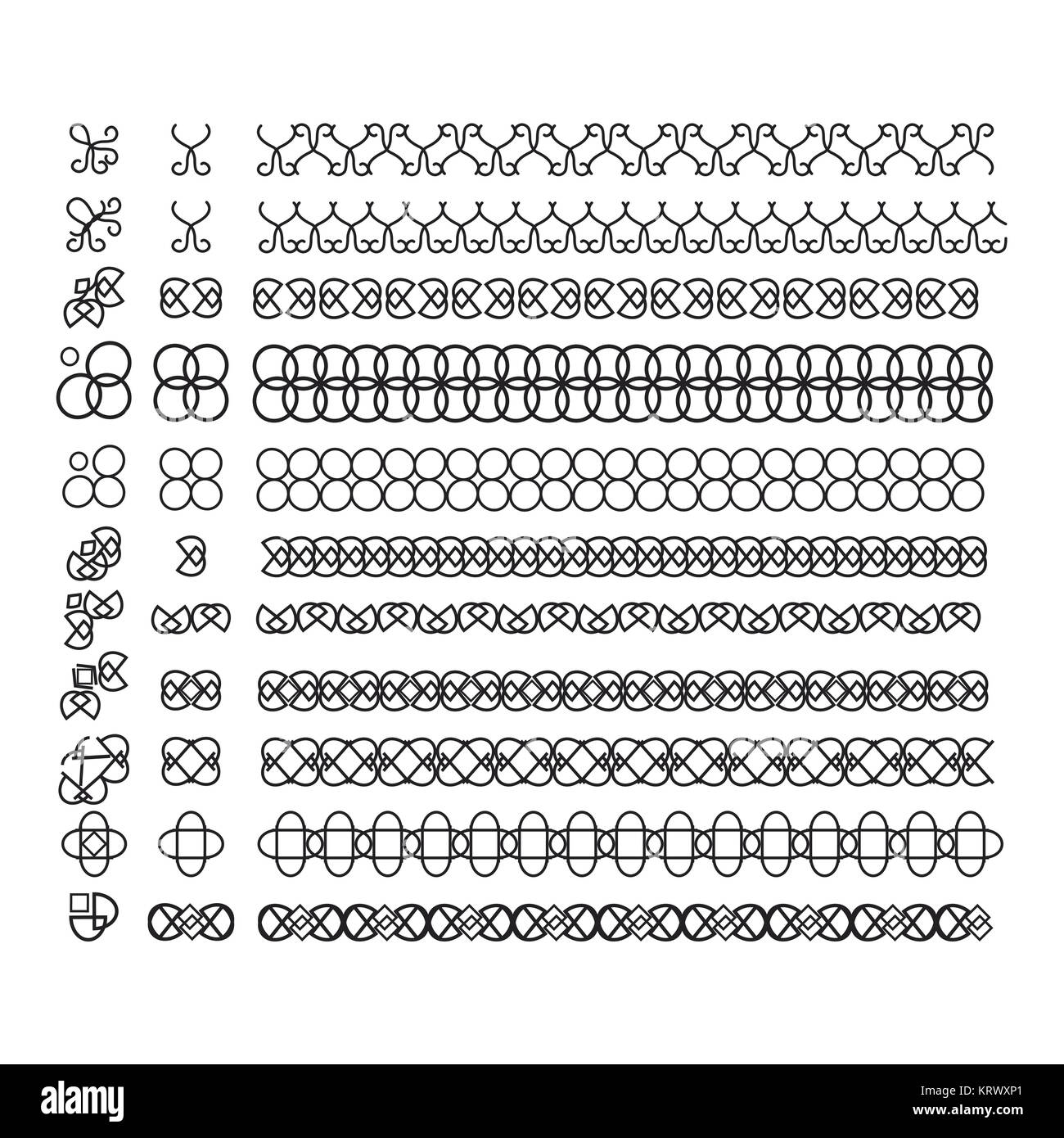 Vektorlinien, trennt Grenze Satz Stockfoto