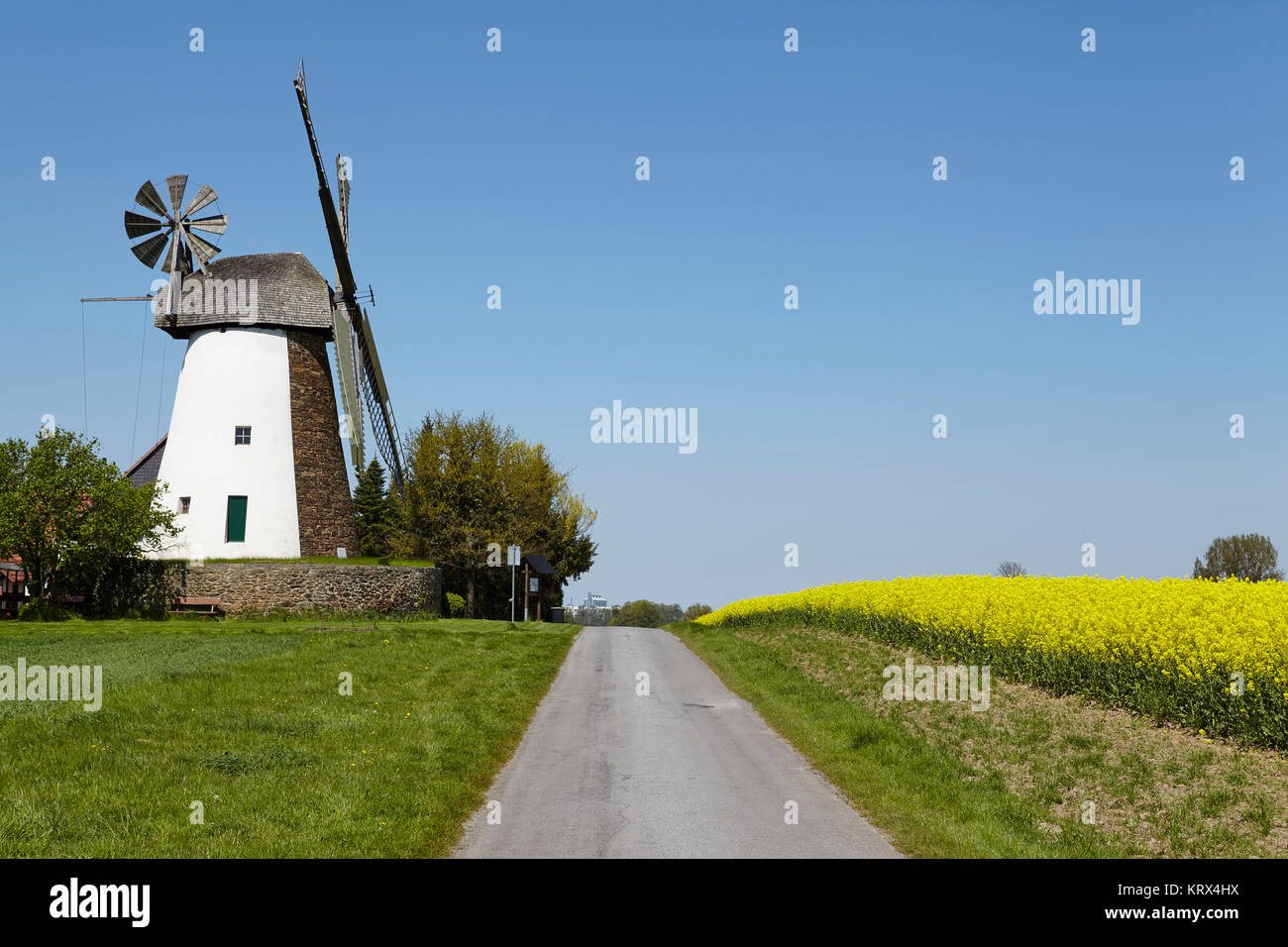 Die windmühle Eickhorst (Hille, Nordrhein Westfalen, Deutschland) ist Teil der Westfalen Mill Street. Stockfoto