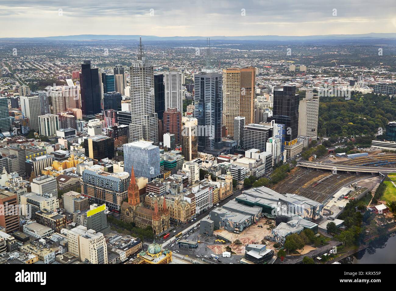 Melbourne von oben Stockfoto