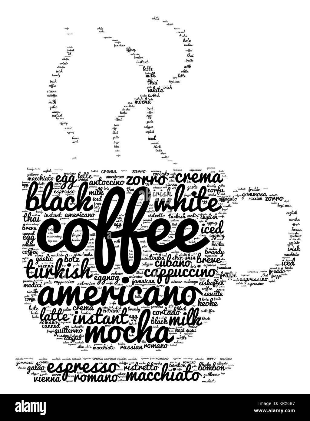 Kaffee Word Cloud-Konzept Stockfoto