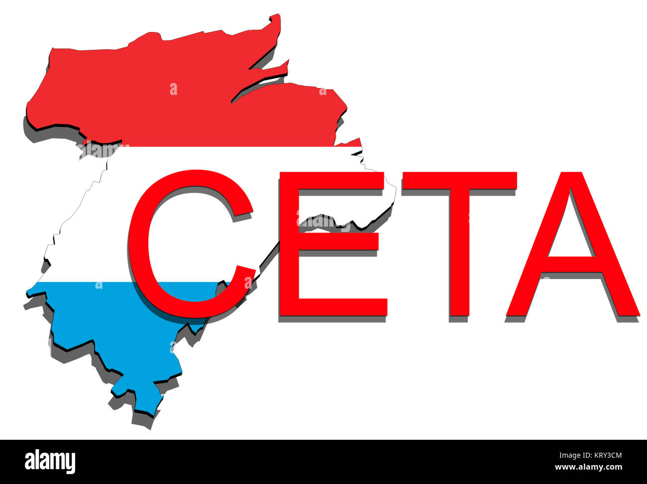 Â ceta - umfassendes Wirtschafts- und Handelsabkommen, Luxemburg Karte auf weißem Hintergrund Stockfoto