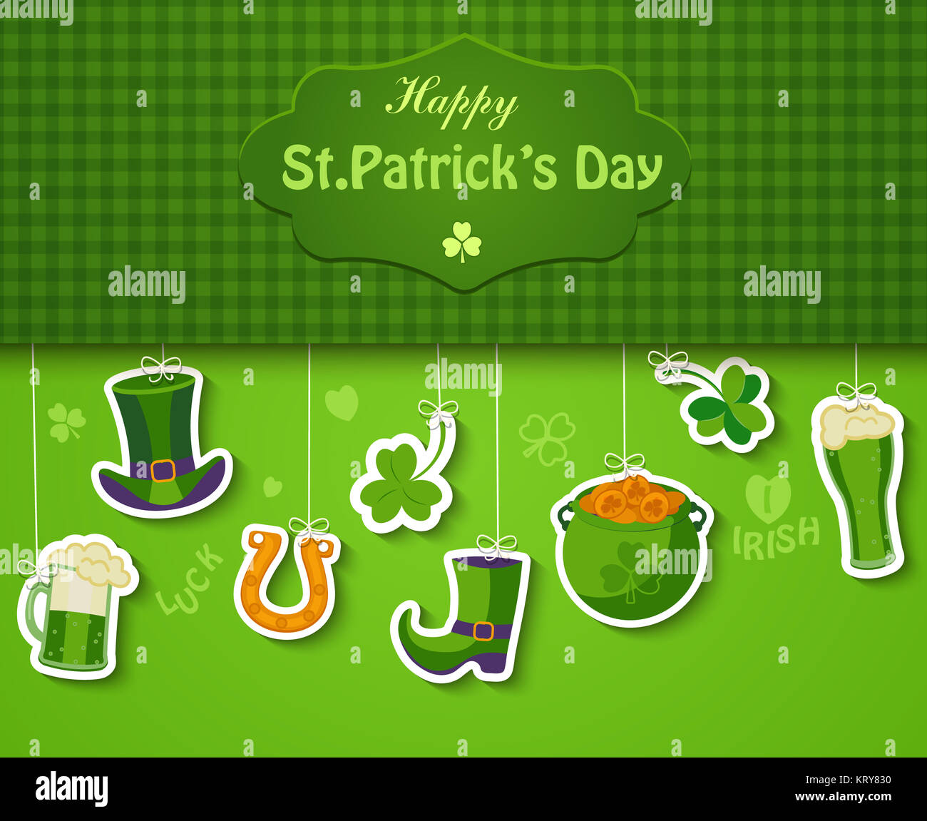 Plakat, Banner oder Hintergrund für Happy St Patricks Day. Stockfoto