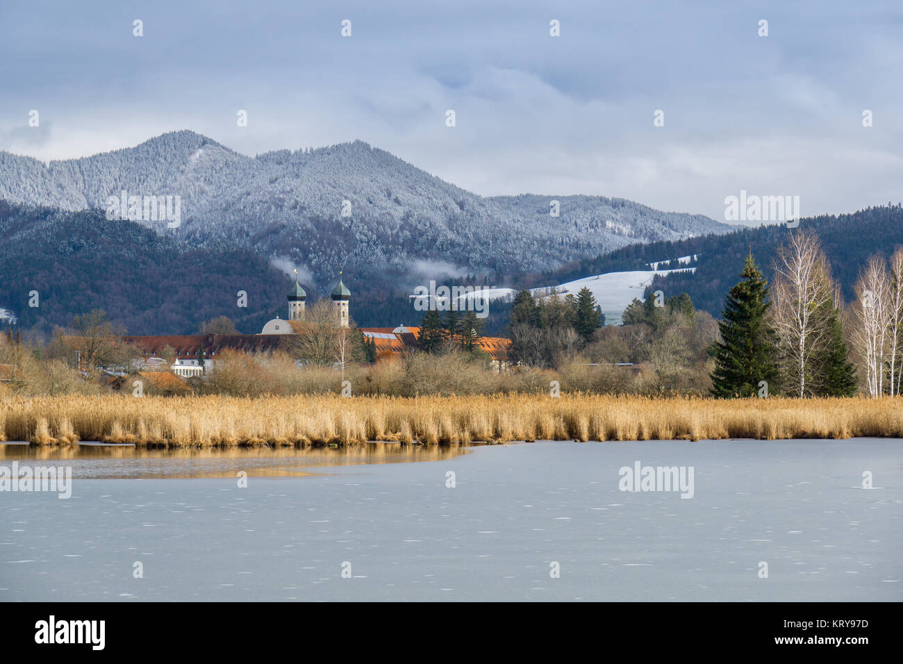 Benediktbeuern im Winter Stockfoto