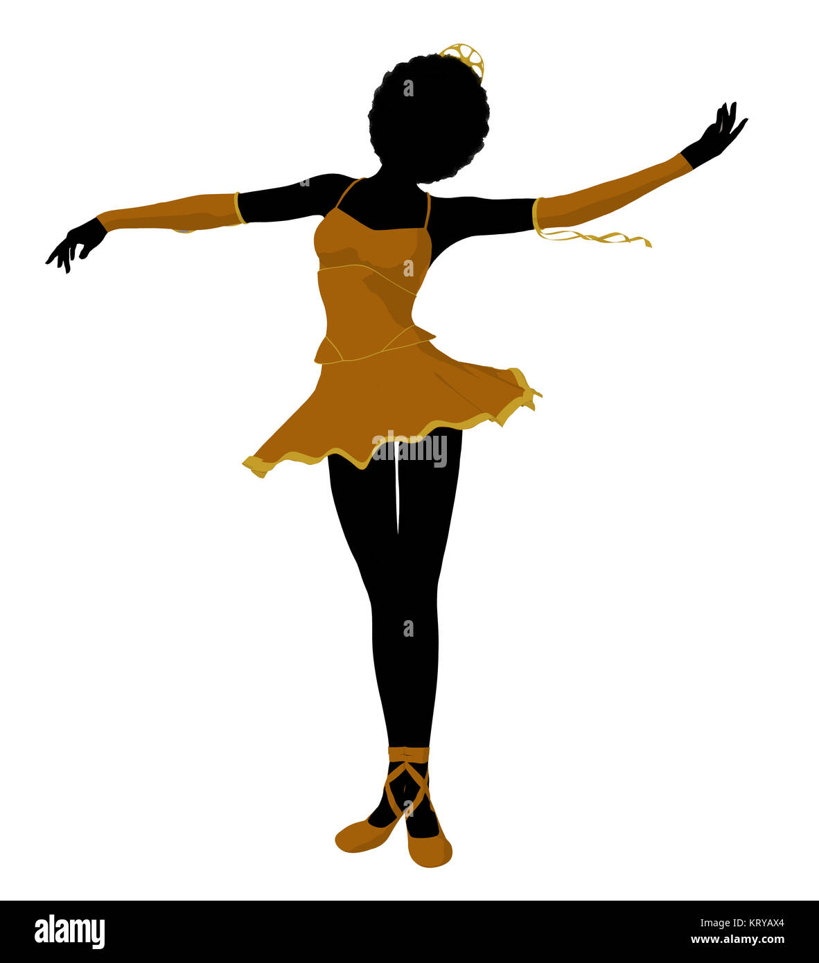 African American ballerina Silhouette auf weißem Hintergrund Stockfoto