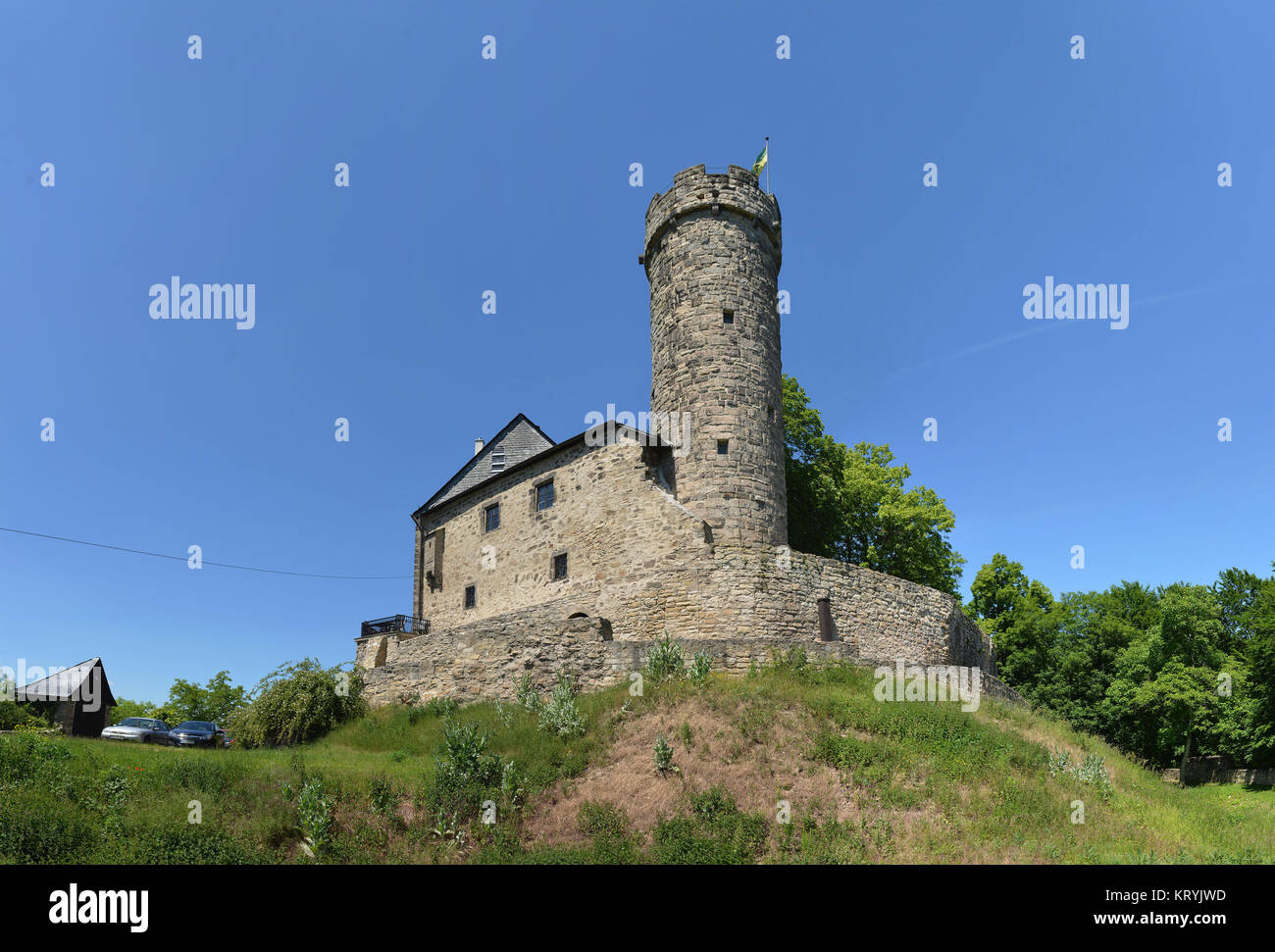 Schloss Grab stein, Badewanne leuchtendes Schloss, Thüringen, Deutschland / Thüringen, Burg Greifenstein, Bad Blankenburg, Thüringen, Deutschland/Thüringen Stockfoto