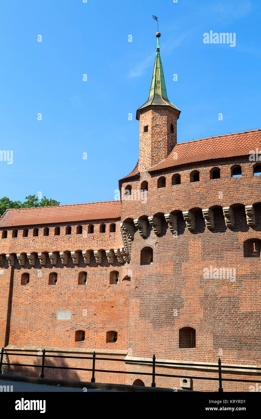 Im gotischen Stil Krakau Barbakan, Altstadt, Krakau, Polen Stockfoto