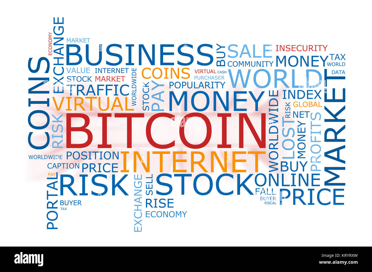 Abbildung: Worte über bitcoin virtuelle Währung. Stockfoto