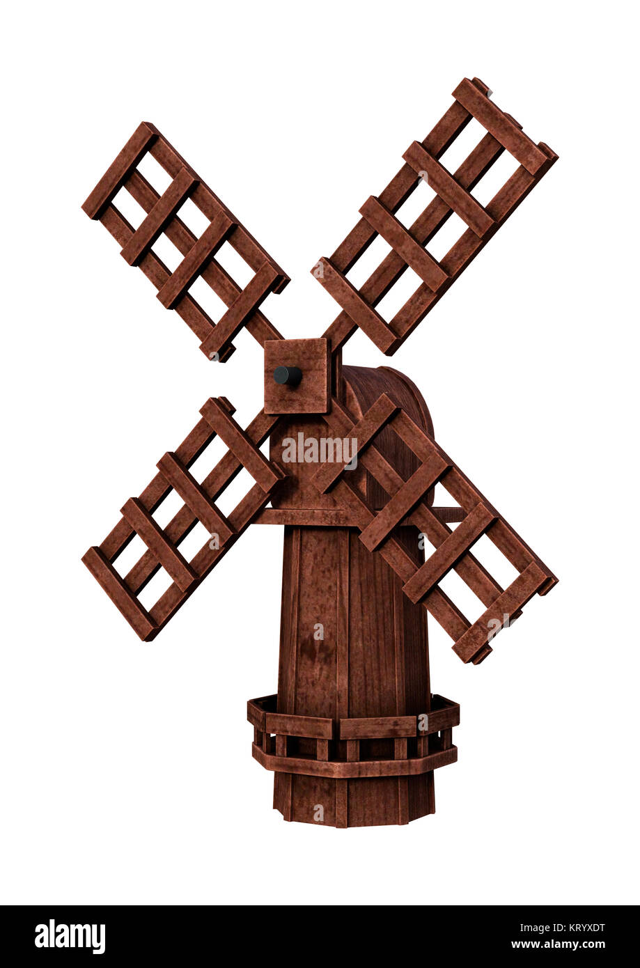 3D-Rendering Windmühle auf Weiß Stockfoto