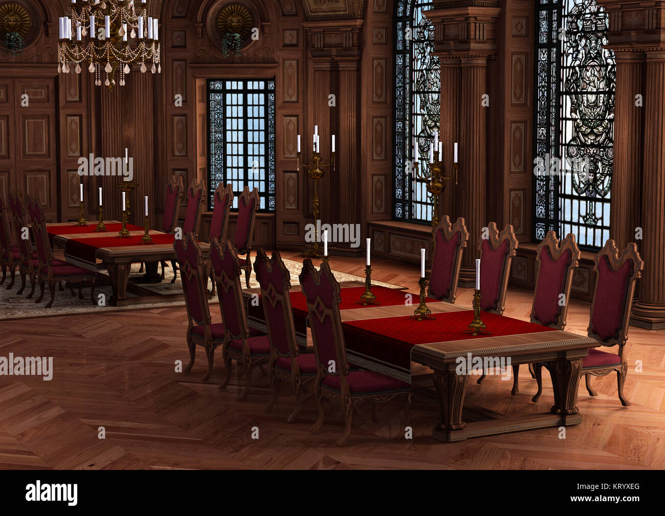 3D-Rendering Schloss Innenbereich Stockfoto