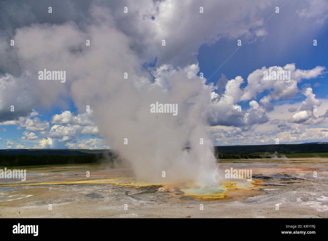 Ausbrechenden Geysir im Yellowstone National Park, USA Stockfoto