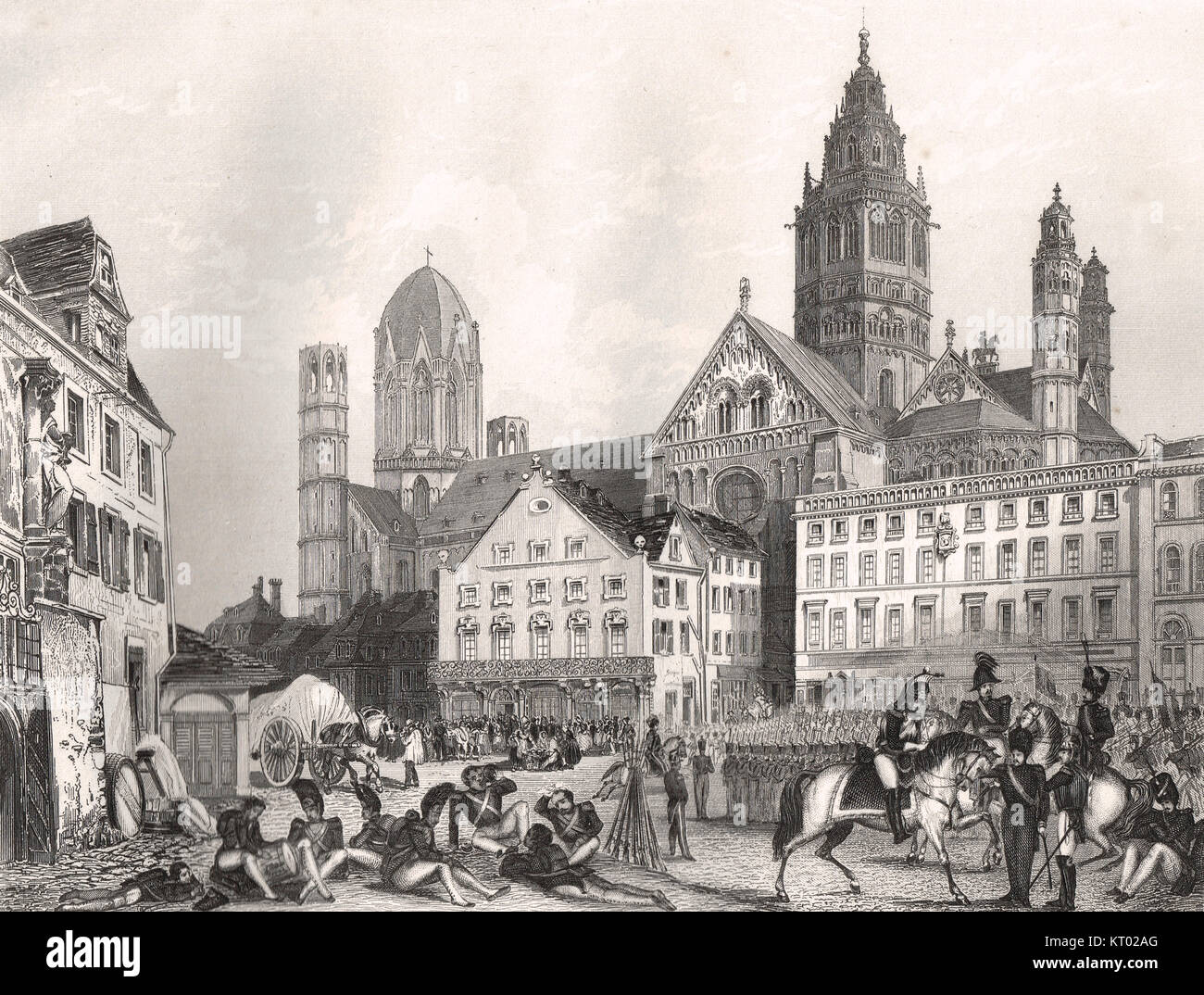 Mainz (auch bekannt als Mainz), von der Französischen auf ihrem Rückzug aus Leipzig, 1813 besetzt Stockfoto