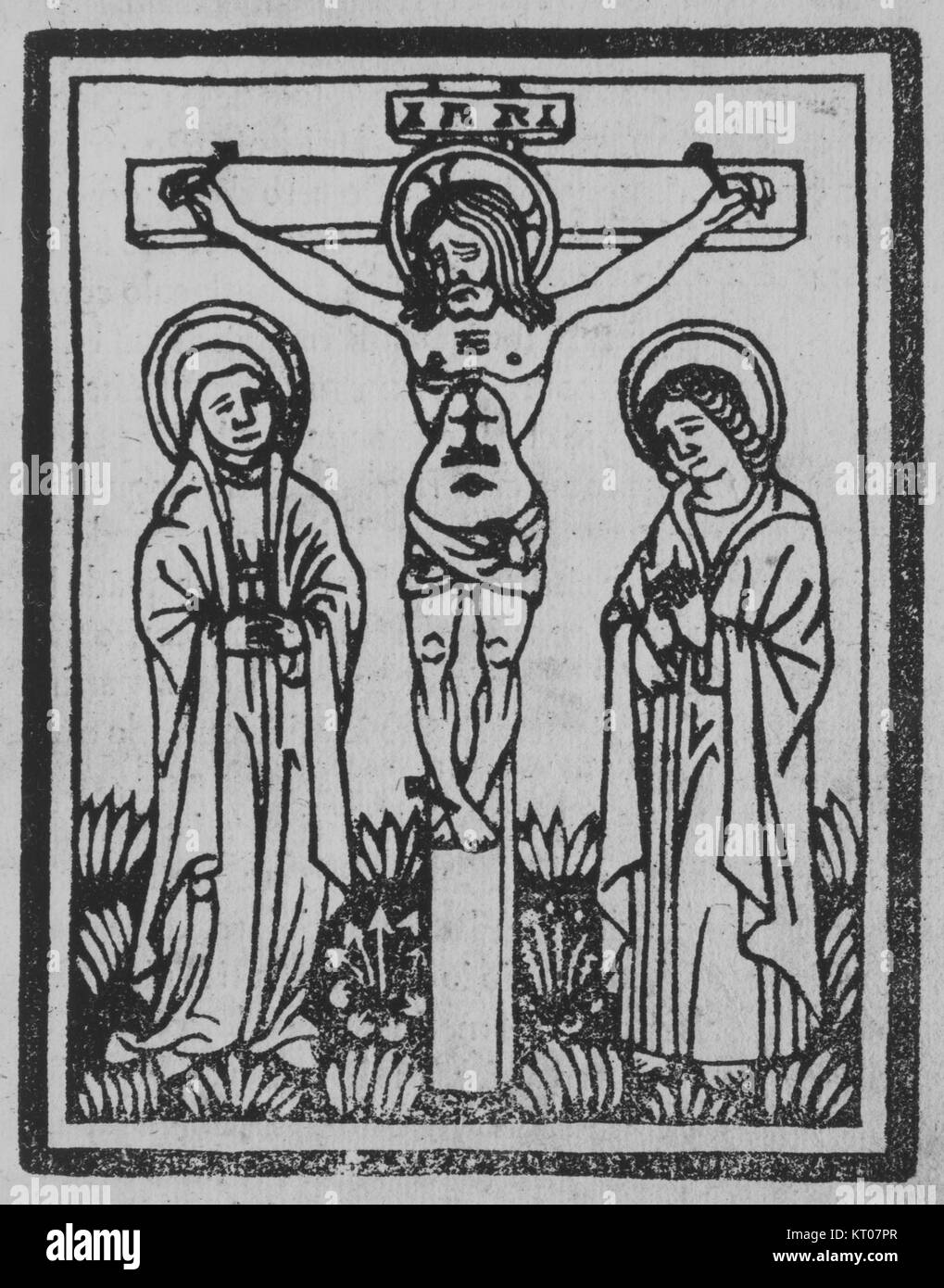 Ars Moriendi (die Kunst des Sterbens) ist ein mittelalterliches Manuskript, das die spirituelle Führung der Sterbenden beschreibt. Dieses spezifische Stück konzentriert sich auf das Gericht Jesu Christi und reflektiert die christlichen Lehren über Tod und Jenseits im 15. Jahrhundert. Stockfoto
