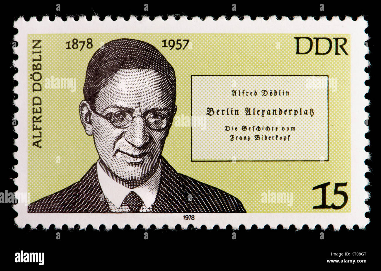 Ddr (DDR) Briefmarke (1978): Bruno Alfred Döblin (1878-1957), deutscher Schriftsteller, Essayist und Arzt, am besten für seinen Roman Berlin Alexa bekannt Stockfoto