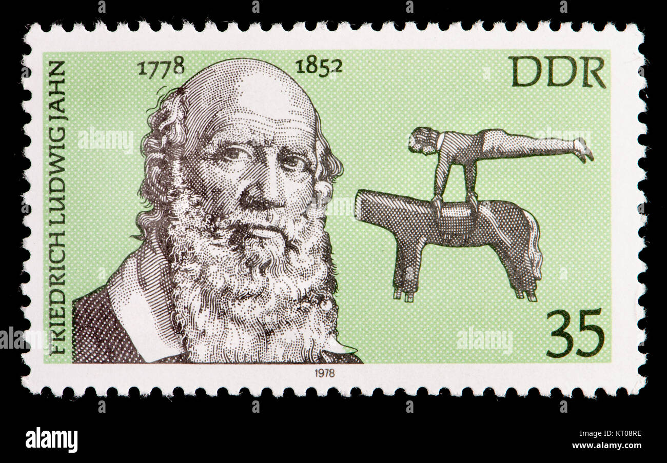 Ddr (DDR) Briefmarke (1978): Friedrich Ludwig Jahn (1778 - 1852) Deutsche Gymnastik Pädagoge und nationalistisch. "Turnvater" Stockfoto