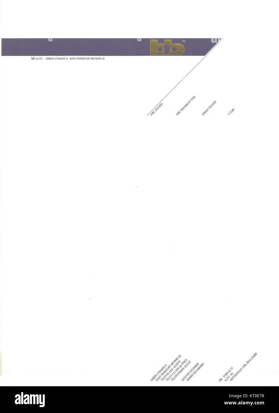 Der BB Auto-Nachweis ist ein Datensatz oder ein Nachweis, der sich auf die Automobilgeschichte oder -Dokumentation bezieht und möglicherweise Teil einer Archivsammlung ist, die Entwicklungen in der Automobilindustrie hervorhebt. Stockfoto