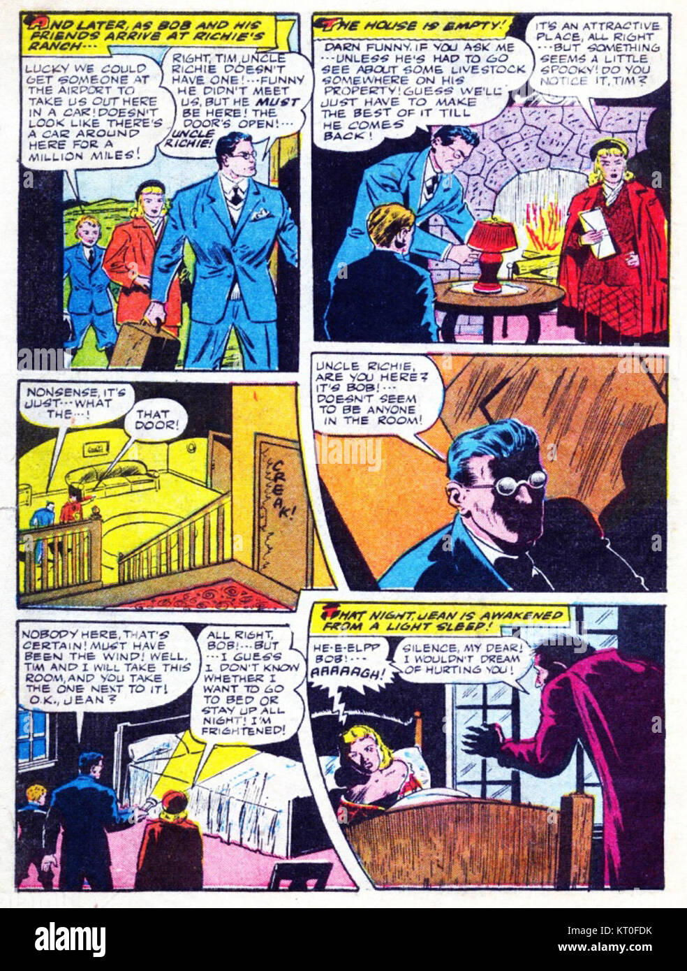 Black Terror ist ein fiktiver Superheld aus dem Goldenen Zeitalter der Comics. Die Figur wurde in den 1940er Jahren geschaffen und gehörte zu einer Gruppe von Kriminellen, die während des Krieges gegen Kriminelle kämpften. Stockfoto