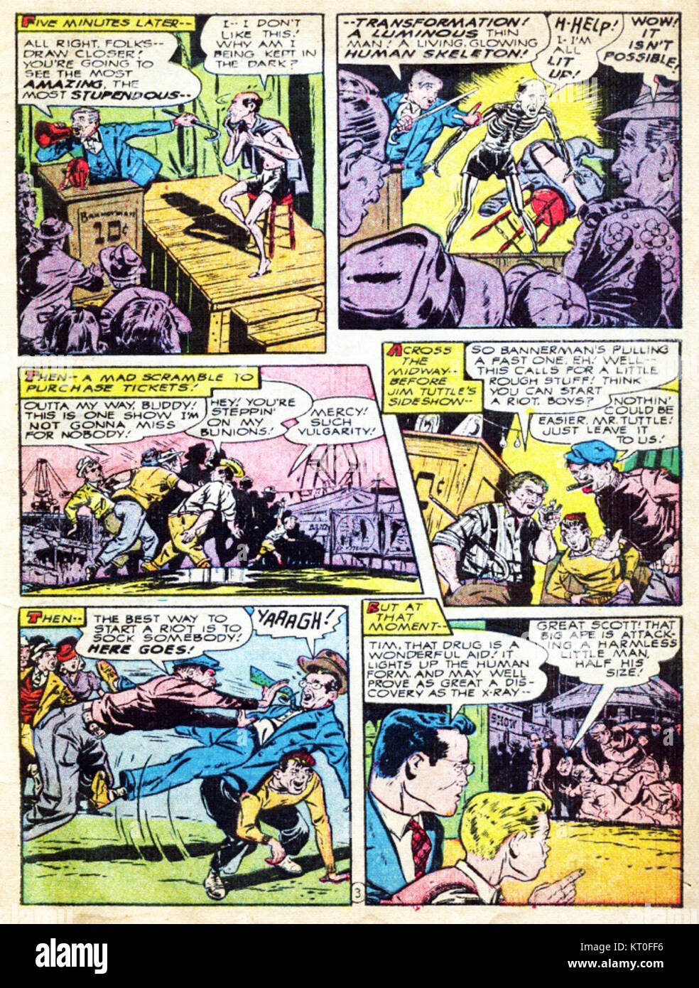 Black Terror ist eine Figur aus Comics, die für seine Antiheldenfigur bekannt ist. Der Black Terror erschien erstmals in den 1940er Jahren und wurde mit seinen Abenteuern zur Verbrechensbekämpfung Teil des Goldenen Zeitalters der Comics. Stockfoto