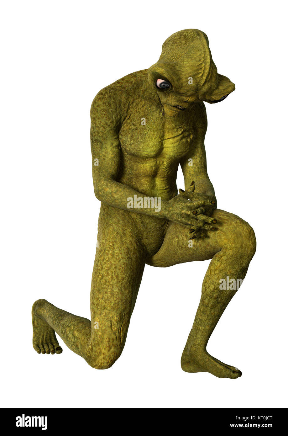 3D-Rendering Alien Grün auf Weiß Stockfoto