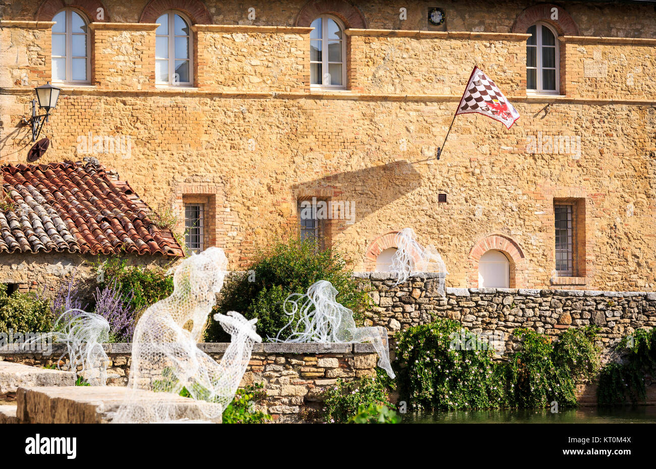 Bagni Vignoni, Val D'Orcia, Toskana, Italien Stockfoto