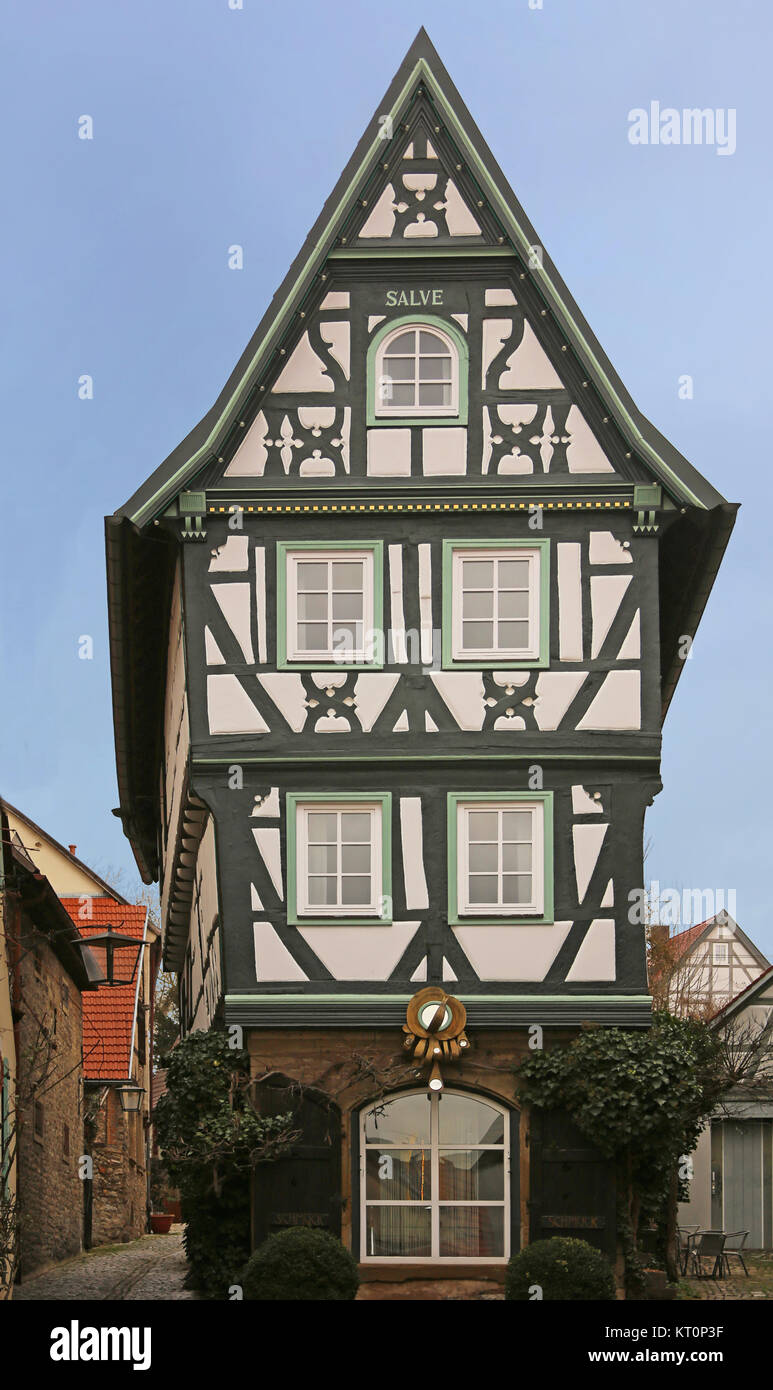 Enges Fachwerkhaus in der Badgasse Bad Wimpfen Stockfoto