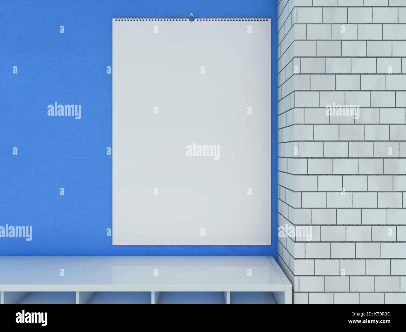Leer design Vorlage Kalender an der Wand mit weichen Schatten. 3D-Rendering Stockfoto