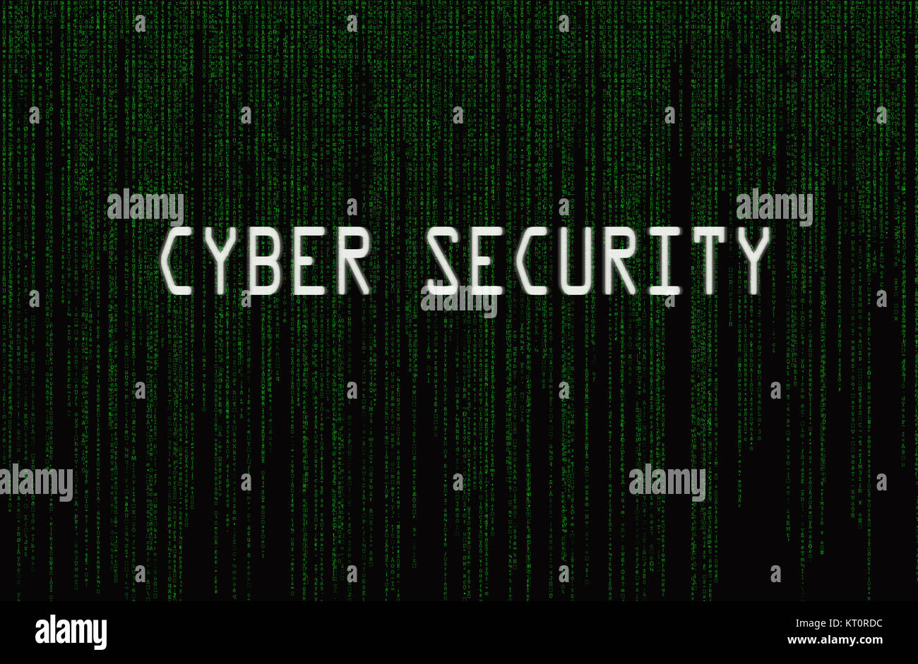 Cyber Security und Matrix Code Stockfoto