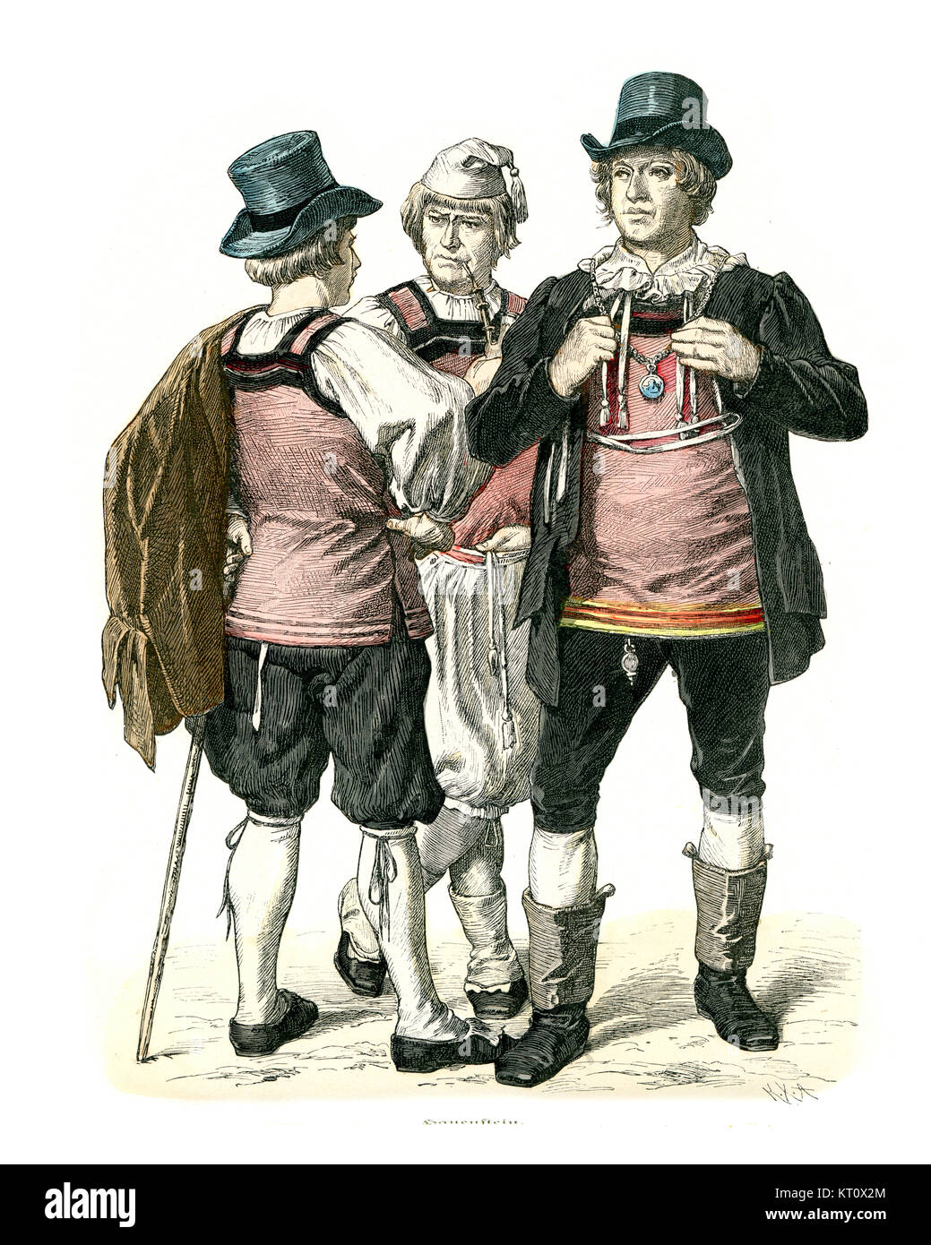 Vintage Gravur der Mode des 19. Jahrhunderts Deutschland, Baden. Hauenstein Stockfoto