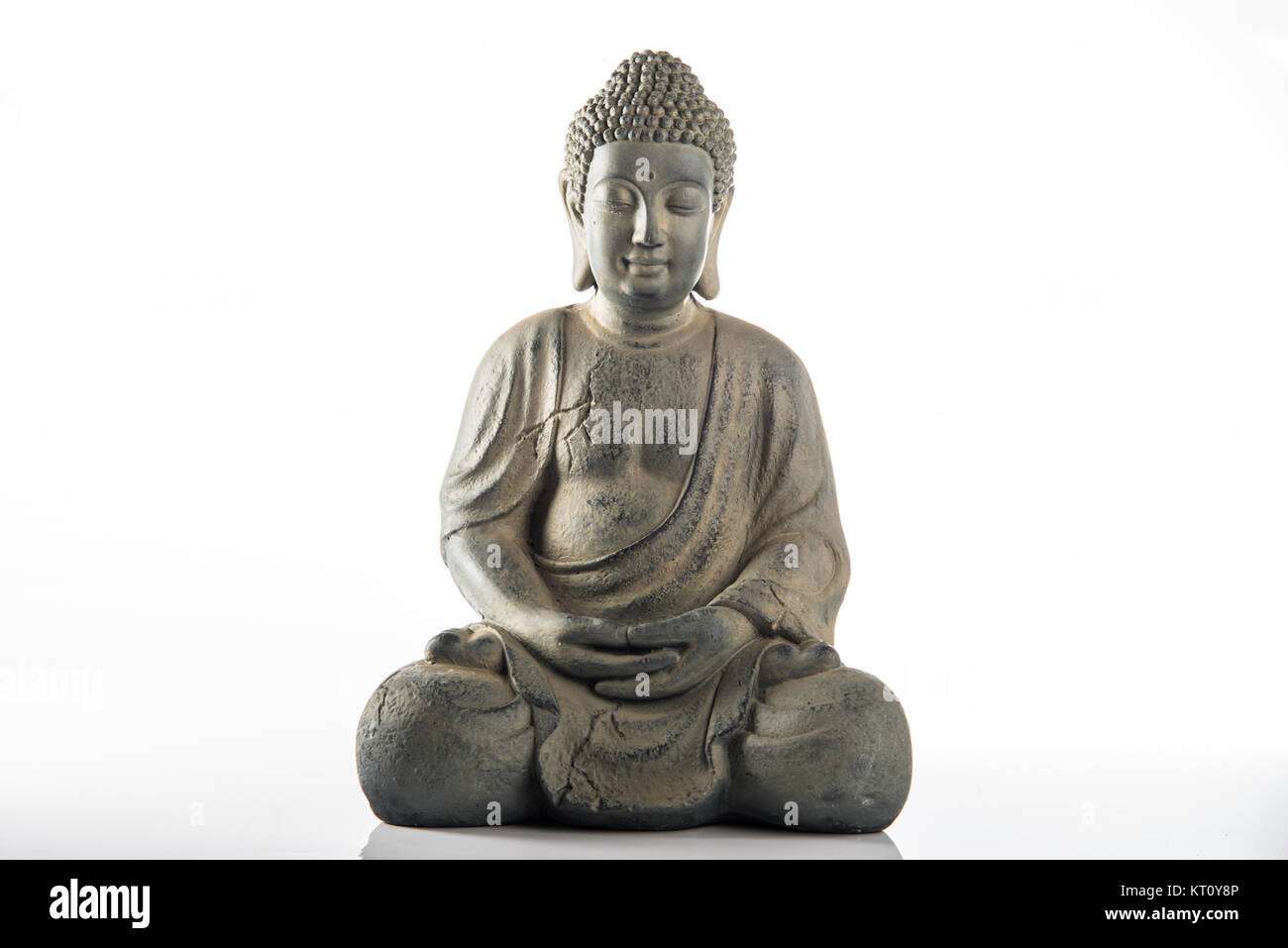 Stein Statue von Buddha isoliert Stockfoto