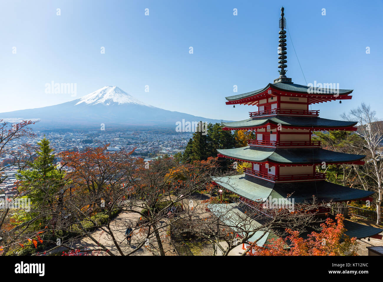 Berg Fuji und Chureito rote Pagode Stockfoto