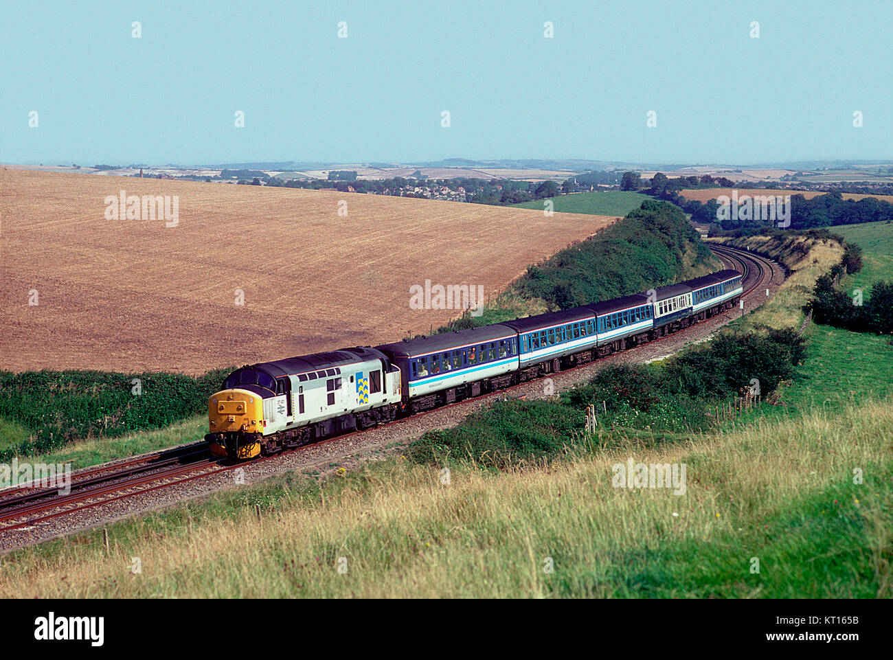 37421 Arbeiten einen regionalen Eisenbahnen in der Nähe Bincombe Tunnel. 1. September 1993. Stockfoto