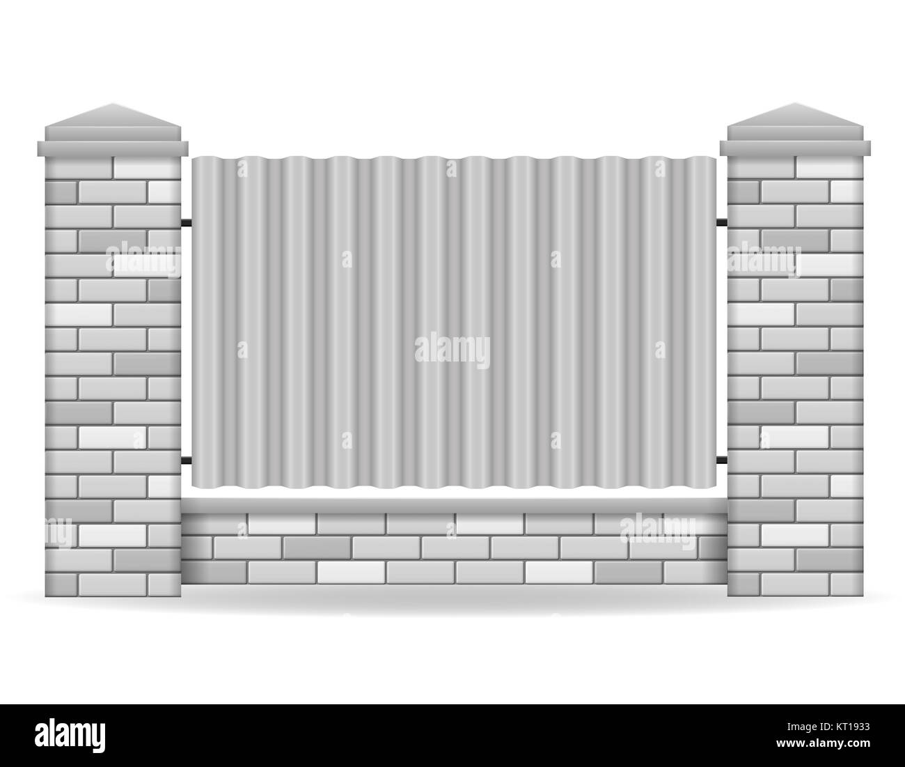 Brick zaun Vector Illustration auf weißem Hintergrund Stockfoto