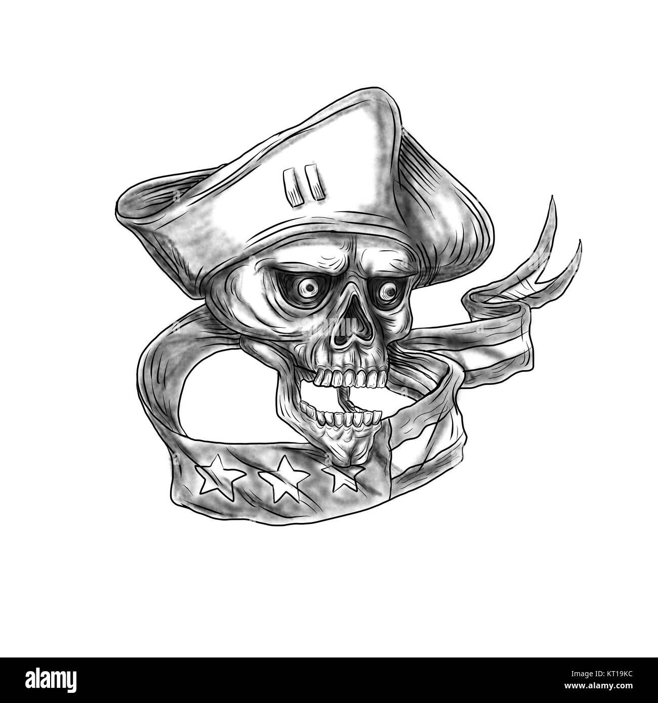 Schädel Patriot USA-Flagge Farbband Tattoo Stockfoto