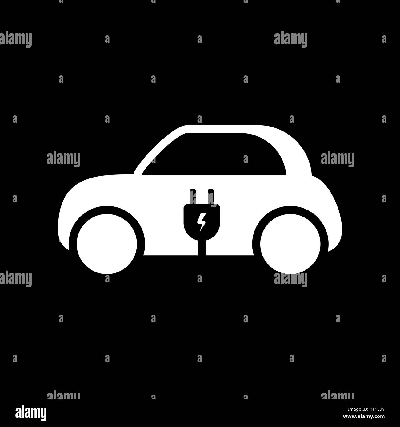 Elektroauto Symbol. Vector Illustration. E-Auto anmelden Stock