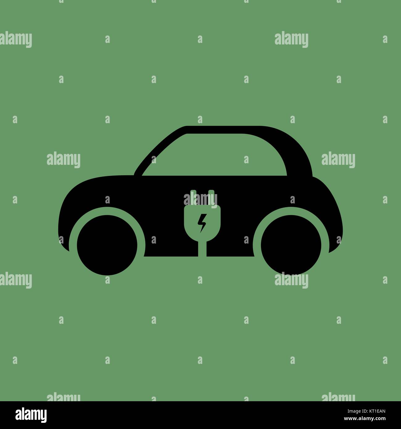 Elektroauto Symbol. Vector Illustration. E-Auto anmelden Stock