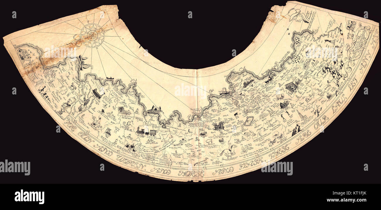 Diese Handschriftenkarte von Kentucky aus dem Jahr 1929 bietet eine einzigartige, handgezeichnete Perspektive auf die Geographie des Bundesstaates. Die Karte ist ein wertvolles historisches Dokument, das die kulturellen und künstlerischen Praktiken dieser Zeit widerspiegelt. Stockfoto