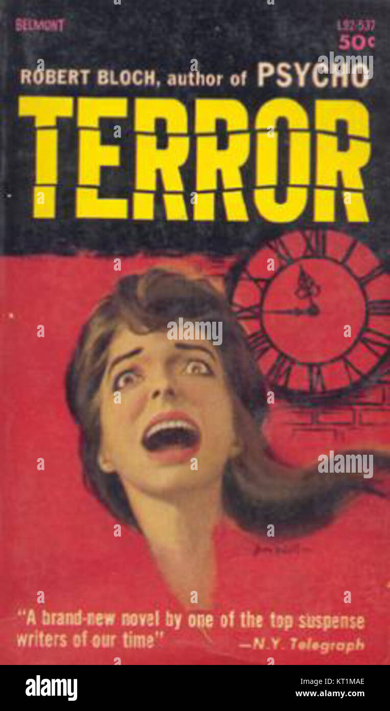 Abdeckung der Terror von Robert Bloch - Abbildung von Jerome Podwil-Belmont Bücher L 92-537 1962 Stockfoto