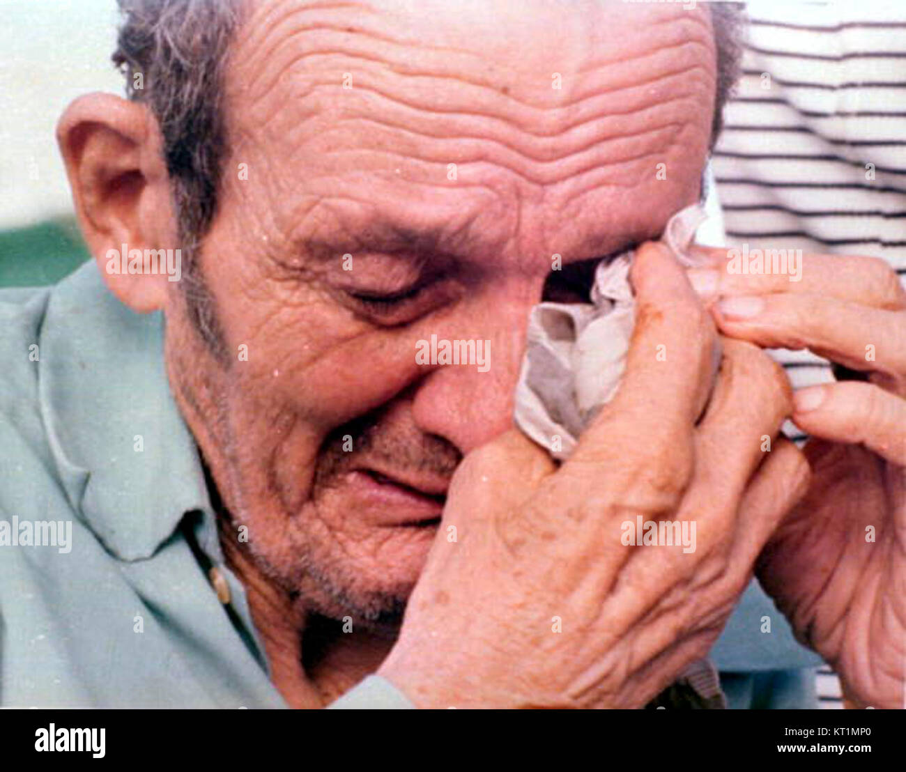 Ein kubanischer Flüchtling, der während der Mariel-Bootslift von 1980 in Key West ankam, bei der mehr als 120.000 Kubaner in die USA auswanderten. Stockfoto