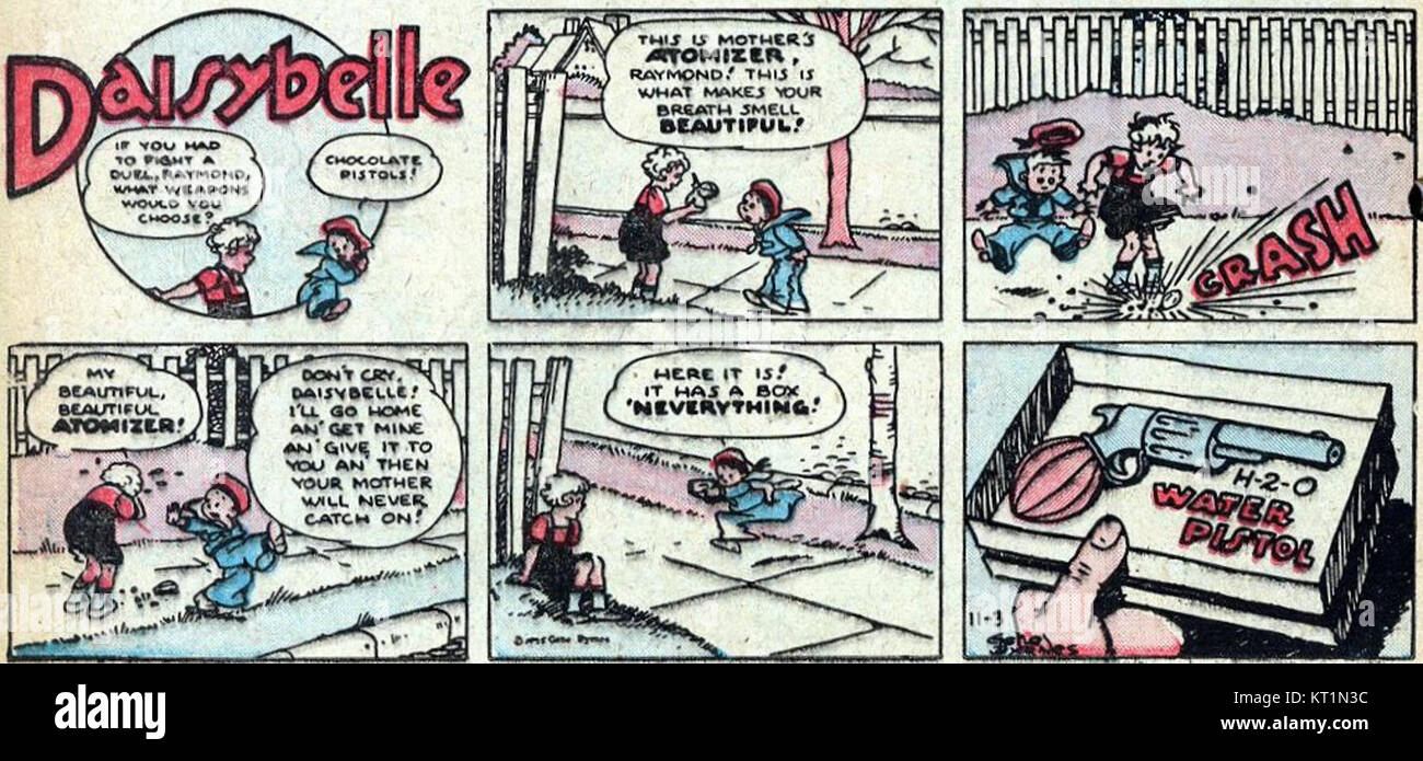 Daisybelle ist ein Comic-Strip, der in „The Funnies“, einer populären Comic-Anthologie, erschien. Der Comic enthält humorvolle Geschichten und Charaktere, die oft gesellschaftliche Normen und Satire ihrer Zeit widerspiegeln. Stockfoto
