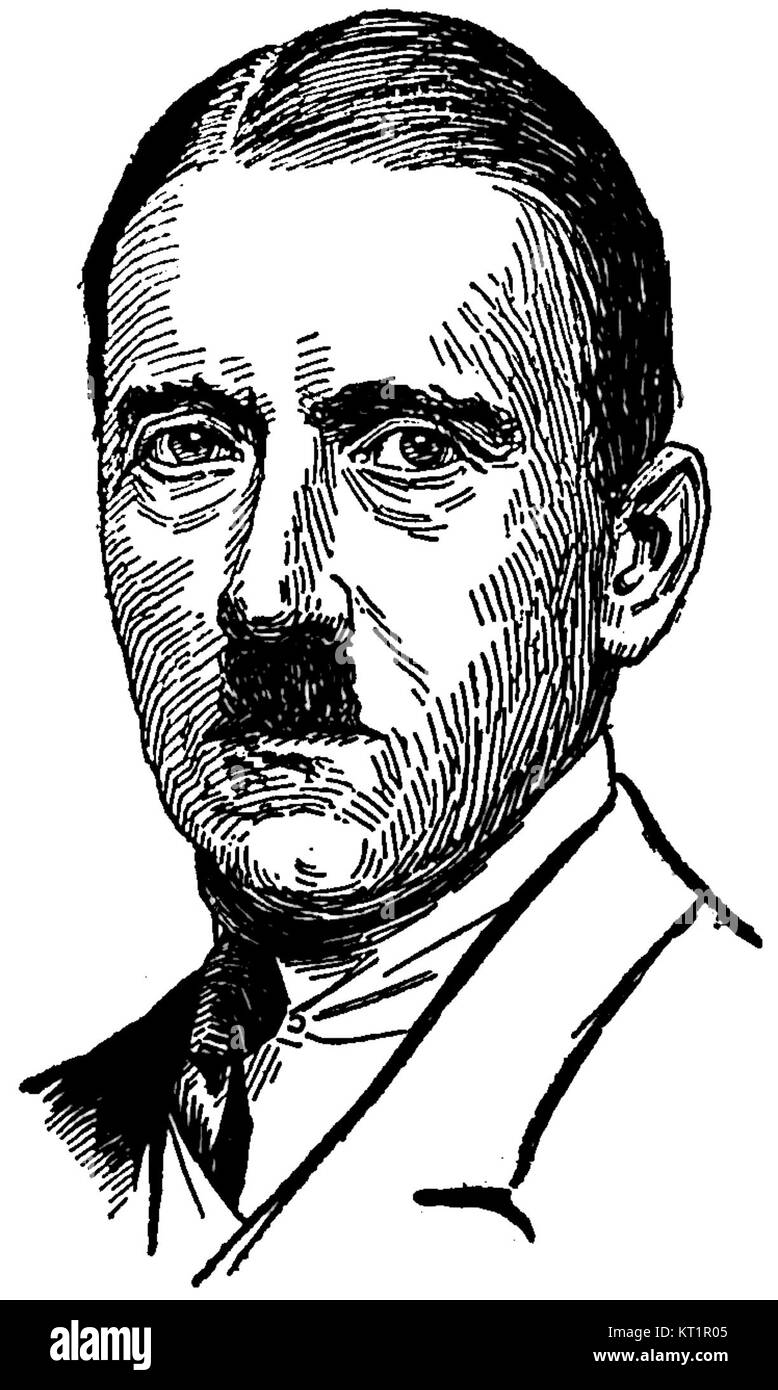 Diese Zeichnung von Adolf Hitler stellt die Figur während einer bestimmten Zeit in der Geschichte dar und zeigt eine visuelle Darstellung, die sich an die historische Dokumentation des NS-Regimes und seiner Führer anpasst. Stockfoto