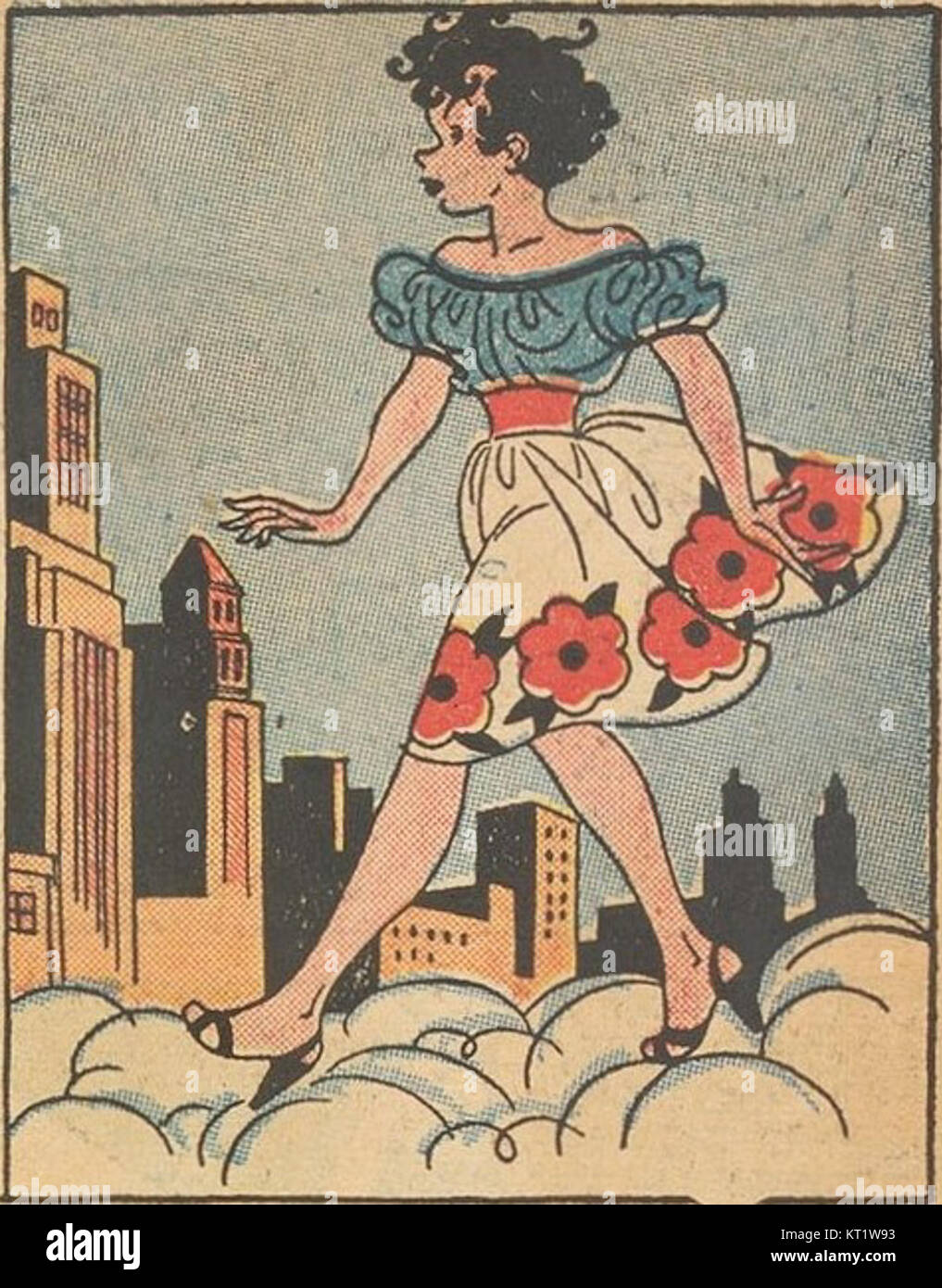 Ein Segment aus „Mopsy, Vol. 1, No. 1“, einer Publikation, die wahrscheinlich Comics oder Erzählungen enthält, die sich um die Figur Mopsy drehen. Das Werk scheint Teil einer größeren Sammlung zu sein und stellt frühe Ausgaben der Serie dar. Stockfoto