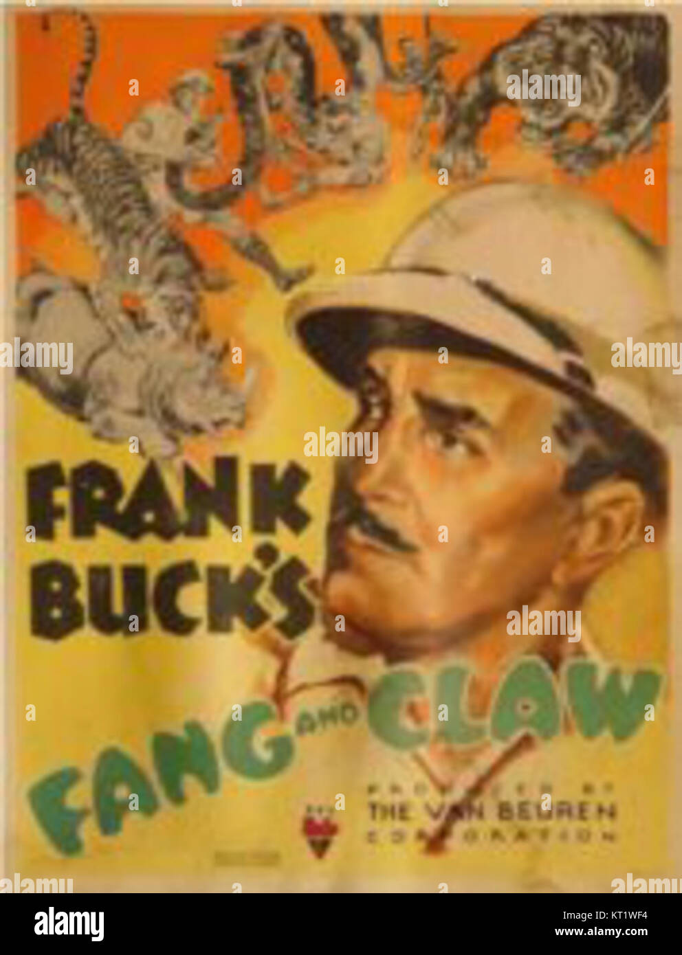 Der Film *Fang and Claw* aus dem Jahr 1935 ist ein klassischer Abenteuerfilm, der das Drama und die Action des Dschungels zeigt. Dieses Poster fängt die aufregende Atmosphäre der Themen Exploration und Überleben des Films ein. Stockfoto