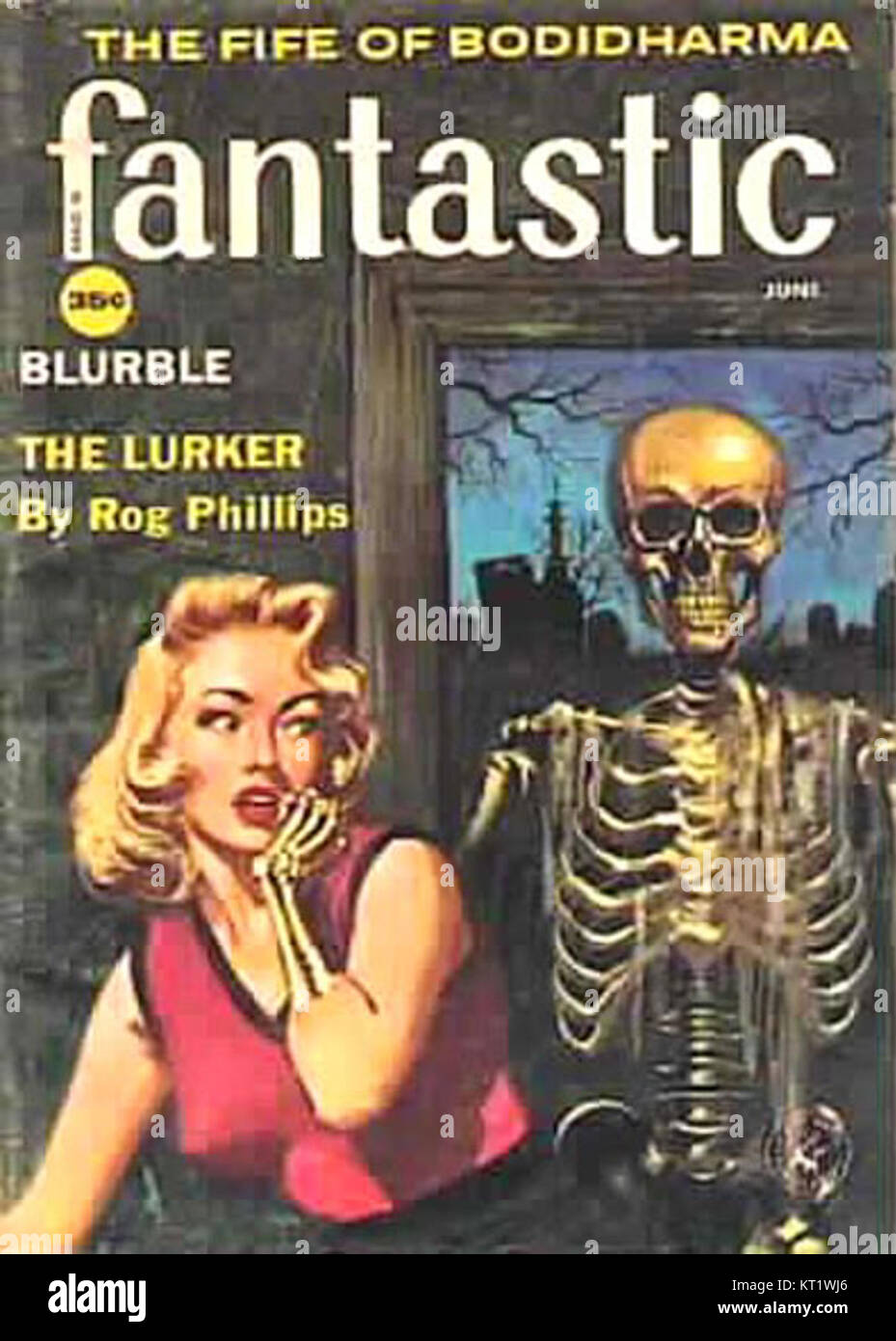 Ein Vintage-Magazin-Cover aus dem Juni 1959, das die legendäre Fantastic-Serie zeigt, die Mitte des 20. Jahrhunderts wegen ihrer Science-Fiction-Geschichten und Illustrationen beliebt war. Stockfoto