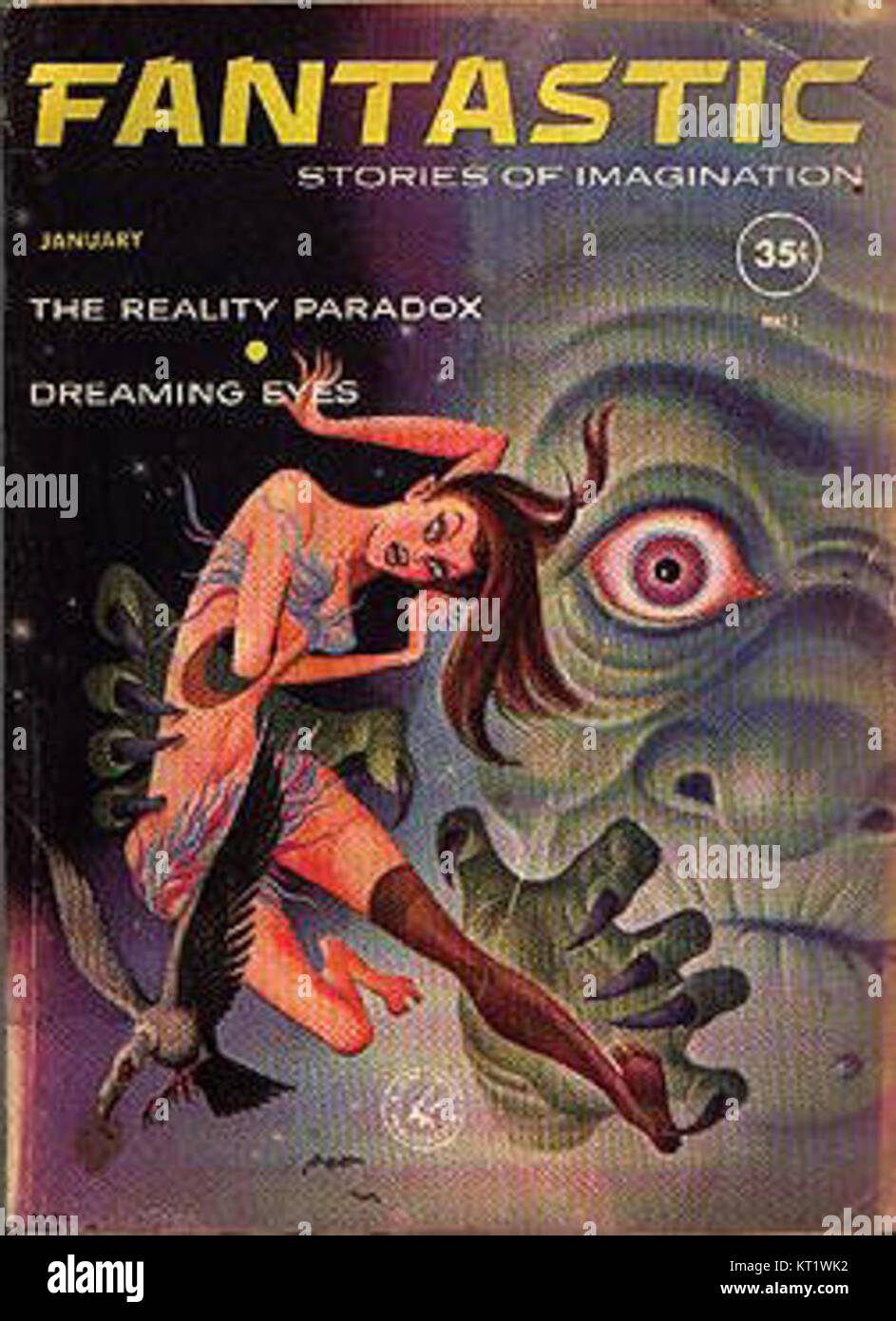 Ein künstlerisches Werk aus dem Jahr 1961 mit dem Titel „fantastisch“, das den einzigartigen kreativen Ausdruck der Zeit widerspiegelt, möglicherweise durch abstrakte oder modernistische Kunst. Das Stück zeigt künstlerische Trends der Mitte des 20. Jahrhunderts. Stockfoto