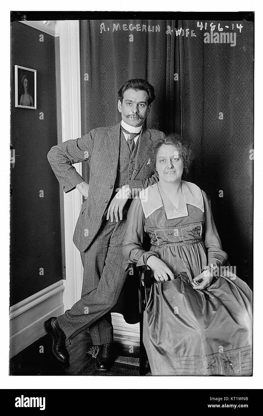 Ein Foto oder historisches Bild von A. Megerlin und ihrer Frau, aufgenommen für persönliche, familiäre oder Archivzwecke, das ein Paar aus einem bestimmten Zeitraum zeigt. Stockfoto