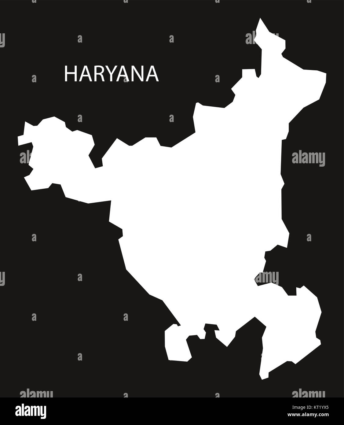 Haryana Indien Karte schwarz invertiert Stockfoto