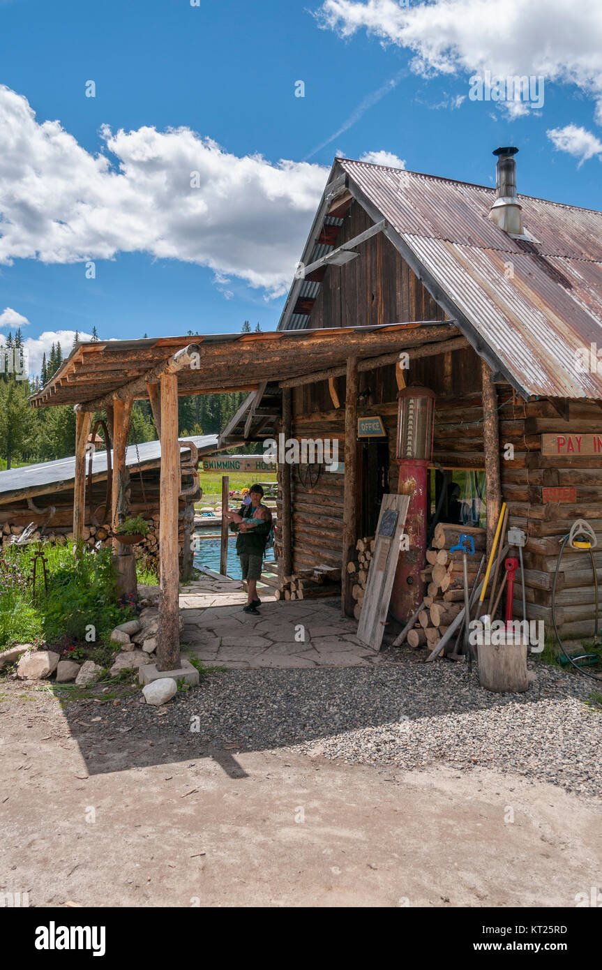 Historische Stadt und heiße Wannenbäder Burgdorf, Idaho Stockfoto