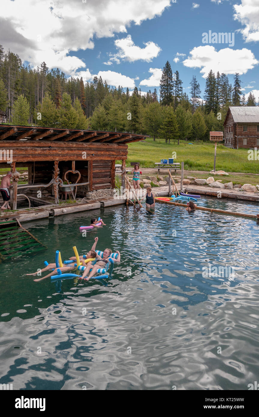 Historische Stadt und heiße Wannenbäder Burgdorf, Idaho Stockfoto