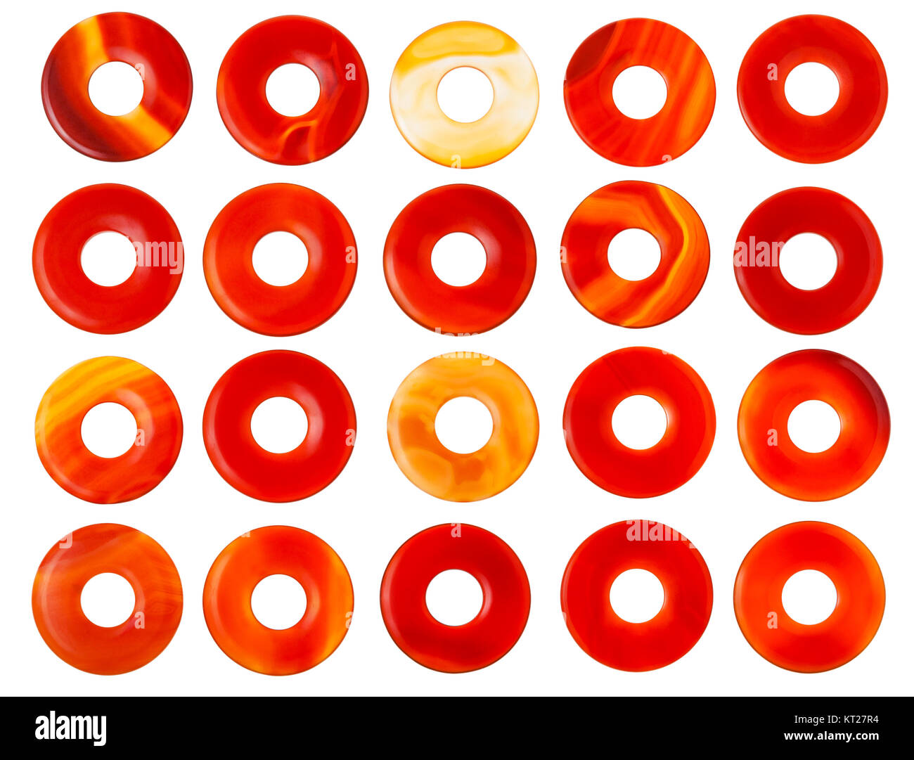 Sammlung von polierten Donut Form Achat Kreise Stockfoto